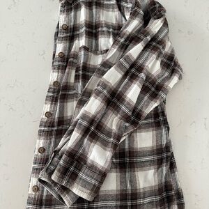 Garage Men's Brown and White Plaid Shirt